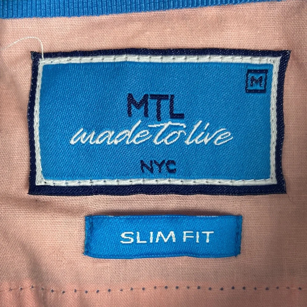 MTL Apparel Mens Pastel Coloured Slim Fit Button Down Shirt. Size: Medium - Picture 4 of 11